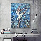 Картины и панно handmade. Livemaster - original item Painting Ballerina as a gift to the interior as a gift to order blue white. Handmade.