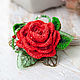Textile rose, red rose brooch. Brooches. Soleatoys. Online shopping on My Livemaster.  Фото №2
