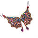 Earrings butterfly Wings Burgundy. Pink pearls, drop pendants, beads, Earrings, Bryansk,  Фото №1