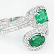 Order 14K Double Emerald Diamond Cuff Ring,14K Gold Ring, Double Emerald. JR Colombian Emeralds (JRemeralds). Livemaster. . Rings Фото №3