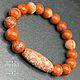 Браслет из красной яшмы с природной Дзи. Браслет из бусин. Pink Magic Stone. Ярмарка Мастеров.  Фото №4