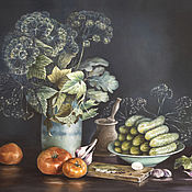 Картины и панно handmade. Livemaster - original item "Still life with vegetables and dill"  original artwork. Handmade.
