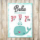 Metric poster of a boy with a whale of a gift for the birth, Metrics, St. Petersburg,  Фото №1