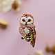 Brooch ' Powdery owl». Owl is the barn owl, Brooches, Moscow,  Фото №1