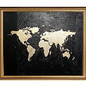 Картина из эпоксидной смолы с зеркало "Континенты"
