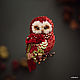 Brooch 'Sovushka Cranberry». Owl is the barn owl, Brooches, Moscow,  Фото №1