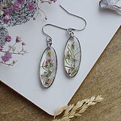 Украшения handmade. Livemaster - original item Delicate earrings with real flowers in resin. Handmade.