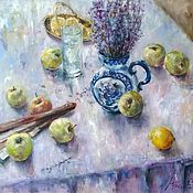 Картина Натюрморт с хризантемами "Осенняя лазурь"