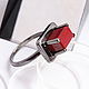Минималистичное серебряное кольцо с красной яшмой, Кольца, Минусинск,  Фото №1