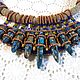  Blue Spikes. A primitive necklace made of linen threads. Necklace. IrinaSkripkaMBeads. My Livemaster. Фото №5