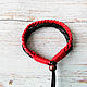 Leather braided bracelet Red and black. Cuff bracelet. Tatiana (Leather bracelets). My Livemaster. Фото №5
