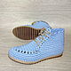 Knitted boots with lacing, blue cotton. Boots. florina34. My Livemaster. Фото №6