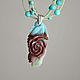 Air necklace with amazonite and a carved pendant Summer rose, Necklace, Chelyabinsk,  Фото №1