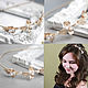 Wedding bride headband with gold leaves and pearls, Bridal Tiara, Moscow,  Фото №1