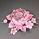 Dance of Roses Light Pink Flower Brooch made of genuine leather, Brooches, St. Petersburg,  Фото №1