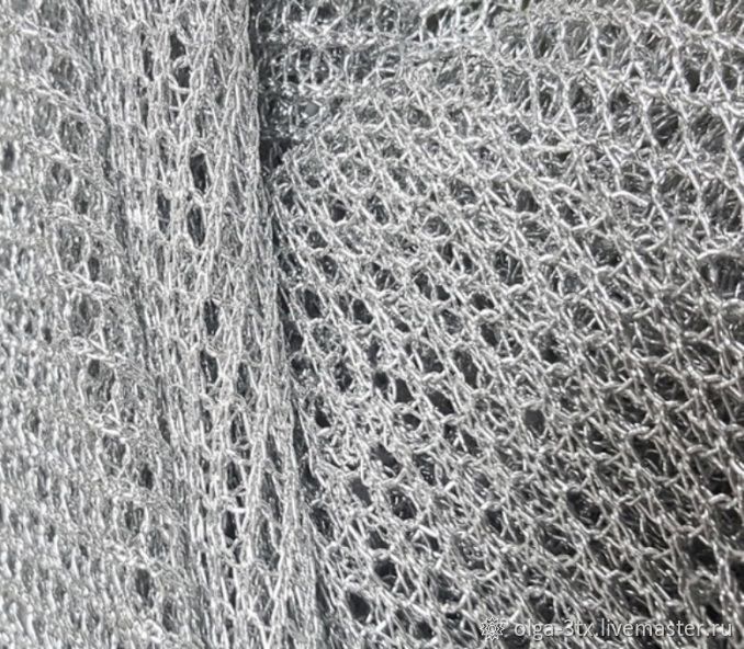 Shiny mesh fabric, color — 'silver filigree», Fabric, Ramenskoye,  Фото №1