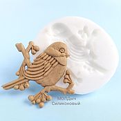 Материалы для творчества handmade. Livemaster - original item Mold bullfinch on a branch 5,3 x 6 x 0,4 cm Silicone bird shape. Handmade.