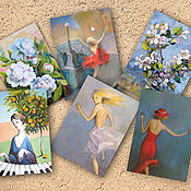 Открытки handmade. Livemaster - original item Cards for girls big and small Set of 6 PCs. Handmade.