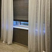 Для дома и интерьера handmade. Livemaster - original item Roman curtains made of matting with linen tulle 