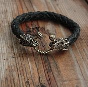 Украшения handmade. Livemaster - original item Leather bracelet - Dragon. Handmade.