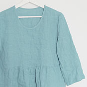 Одежда handmade. Livemaster - original item Blue-gray boho blouse made of 100% linen. Handmade.