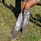 Latest size 39-40 - Italian suede boots with LARRY embroidery, Knee-high boots, Rimini,  Фото №1
