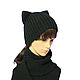 Order kit: Hat with ears Cat knitted Scarf rescence. Space Cat Knitting. Livemaster. . Caps Фото №3