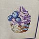 Картина вышитая крестом Черничный капкейк. Картины. Embroidery by Alena. Ярмарка Мастеров.  Фото №4