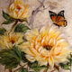 Pattern wool Yellow Chinese peonies and butterfly 3, Pictures, St. Petersburg,  Фото №1