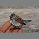Textile brooch with embroidery Bird Sparrow. Brooches. Heat hands (TeplOlino). My Livemaster. Фото №6