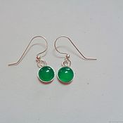 Украшения handmade. Livemaster - original item Hook earrings, 925 silver with green chalcedony. Handmade.