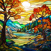 Картины и панно handmade. Livemaster - original item The Picture Golden Autumn. Landscape. stained glass. buy painting artist. Handmade.