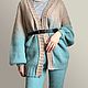 Women's knitted beige-turquoise cardigan with gradient, Cardigans, Novosibirsk,  Фото №1