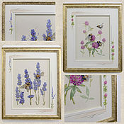 Картины и панно handmade. Livemaster - original item Panels: Bumblebees in flowers. Handmade.