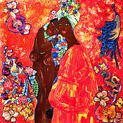 Картины и панно handmade. Livemaster - original item Red painting of Black African women Gustav Klimt, Nude erotica. Handmade.