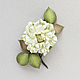 Брошь с розой белая с зеленым, роза из фоамирана, Брошь-булавка, Москва,  Фото №1