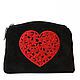 'Red heart'cosmetic bag black suede, Beauticians, Novosibirsk,  Фото №1