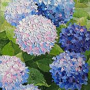 Картины и панно handmade. Livemaster - original item Oil painting Blue hydrangeas. Handmade.