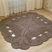 Для дома и интерьера handmade. Livemaster - original item Carpets for home: beige square openwork carpet Tulip. Handmade.