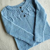 Одежда детская handmade. Livemaster - original item Sweaters and jumpers: Jumper for a girl knitted blue for 5 years. Handmade.