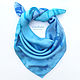 Turquoise blue handkerchief 'sky garden' silk 100% satin Batik, Shawls1, Kislovodsk,  Фото №1