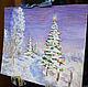 Picture miniature Christmas tree, 20h15, oil, with frame. Pictures. Valeria. My Livemaster. Фото №4