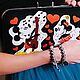 Заказать Клатч черный с аппликацией "Микки и Минни" 28 см х 18 см. Екатерина Яковлева (Firebirdclutch). Ярмарка Мастеров. . Клатчи Фото №3