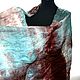 Scarf turquoise with brown fabric cotton with silk. Scarves. Silk scarves gift for Womans. My Livemaster. Фото №6