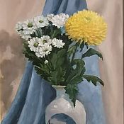 Картины и панно handmade. Livemaster - original item Oil painting in frame. Chrysanthemum. Still life with flowers.. Handmade.