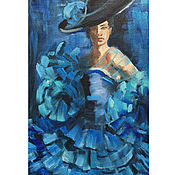 Картины и панно handmade. Livemaster - original item Painting dancer in blue 