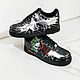 Кроссовки черные,кастом Nike Air Force, Джокер, Бетмен, ручная роспись. Кроссовки. Olgavolgoart. Роспись одежды и обуви. Кастом. Ярмарка Мастеров.  Фото №5