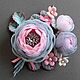 Order Brooch: Cloud Roses Bouquet Handmade Flowers Fabric Genuine Leather. ms. Decorator. Livemaster. . Brooches Фото №3