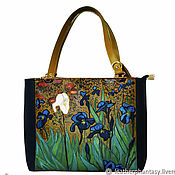 Сумки и аксессуары handmade. Livemaster - original item Van Gogh. Leather blue green floral bag with flower Irises. Handmade.