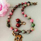 Set Colors of autumn. jade agate beads earrings